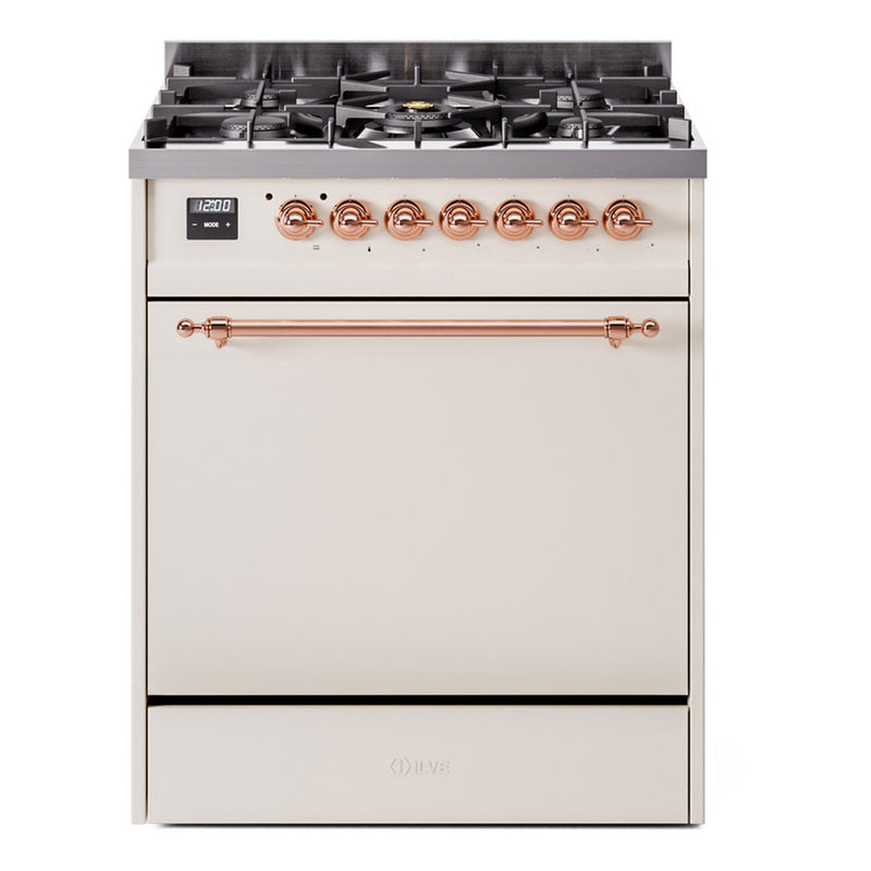 ILVE Nostalgie II 30" Dual Fuel Range with 5 Sealed Burners Solid Door - UP30QNMP