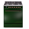 ILVE Nostalgie II 30" Dual Fuel Range with 5 Sealed Burners Solid Door - UP30QNMP