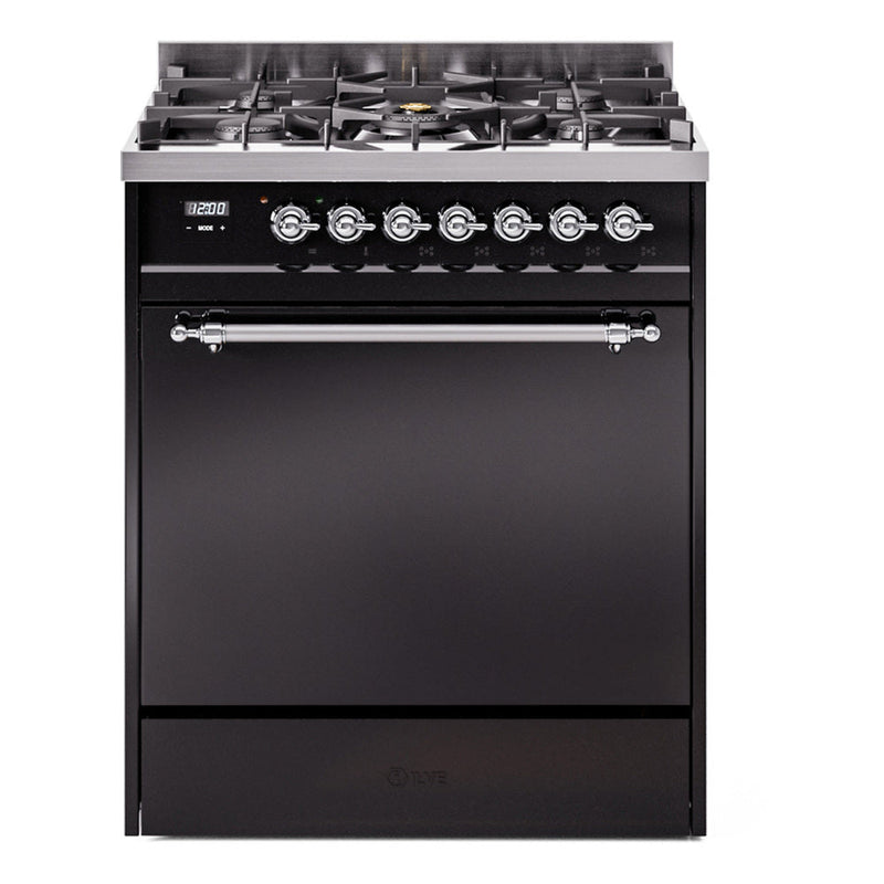 ILVE Nostalgie II 30" Dual Fuel Range with 5 Sealed Burners Solid Door - UP30QNMP