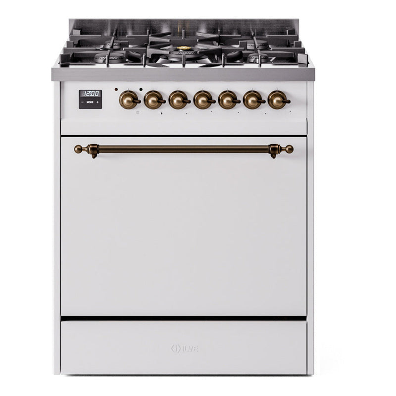 ILVE Nostalgie II 30" Dual Fuel Range with 5 Sealed Burners Solid Door - UP30QNMP