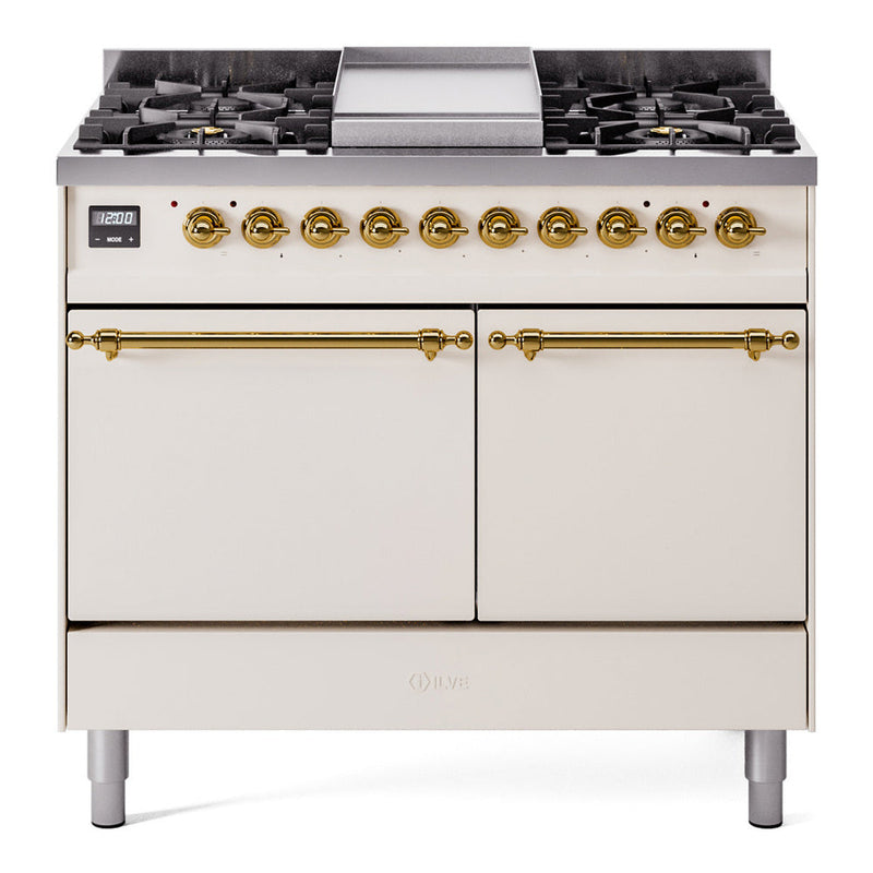 ILVE Nostalgie II 40" Dual Fuel Range with 6 Sealed Burners + Griddle Solid Door - UPD40FQNMP