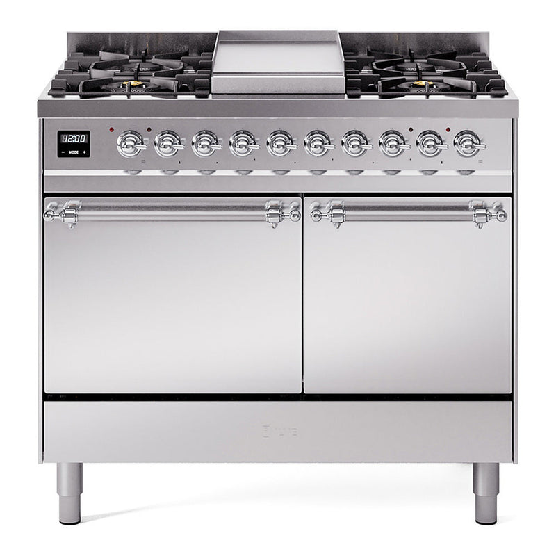 ILVE Nostalgie II 40" Dual Fuel Range with 6 Sealed Burners + Griddle Solid Door - UPD40FQNMP