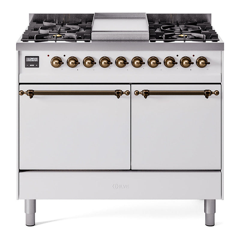 ILVE Nostalgie II 40" Dual Fuel Range with 6 Sealed Burners + Griddle Solid Door - UPD40FQNMP