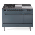 ILVE Nostalgie II 48" Dual Fuel Range with 5 Sealed Burners + Griddle + French Top Solid Door - UP48FSQNMP