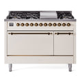 ILVE Nostalgie II 48" Dual Fuel Range with 8 Sealed Burners + Griddle Solid Door - UP48FQNMP