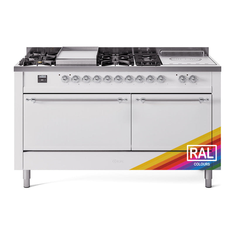 ILVE Nostalgie II 60" Dual Fuel Range with 7 Sealed Burners + Griddle + French Top Solid Door - UP60FSQNMP