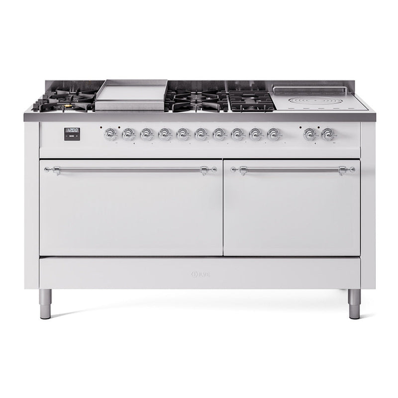 ILVE Nostalgie II 60" Dual Fuel Range with 7 Sealed Burners + Griddle + French Top Solid Door - UP60FSQNMP