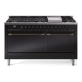 ILVE Nostalgie II 60" Dual Fuel Range with 9 Sealed Burners + Griddle Solid Door - UP60FQNMP