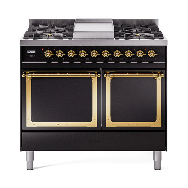 ILVE Nostalgie II Noblesse 40″ Dual Fuel Freestanding Range 6 Sealed Burners + Griddle with Solid Door - UND40FQNMP