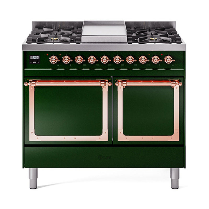 ILVE Nostalgie II Noblesse 40″ Dual Fuel Freestanding Range 6 Sealed Burners + Griddle with Solid Door - UND40FQNMP