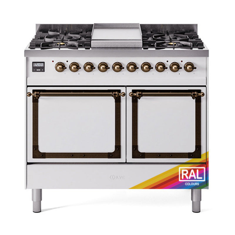 ILVE Nostalgie II Noblesse 40″ Dual Fuel Freestanding Range 6 Sealed Burners + Griddle with Solid Door - UND40FQNMP