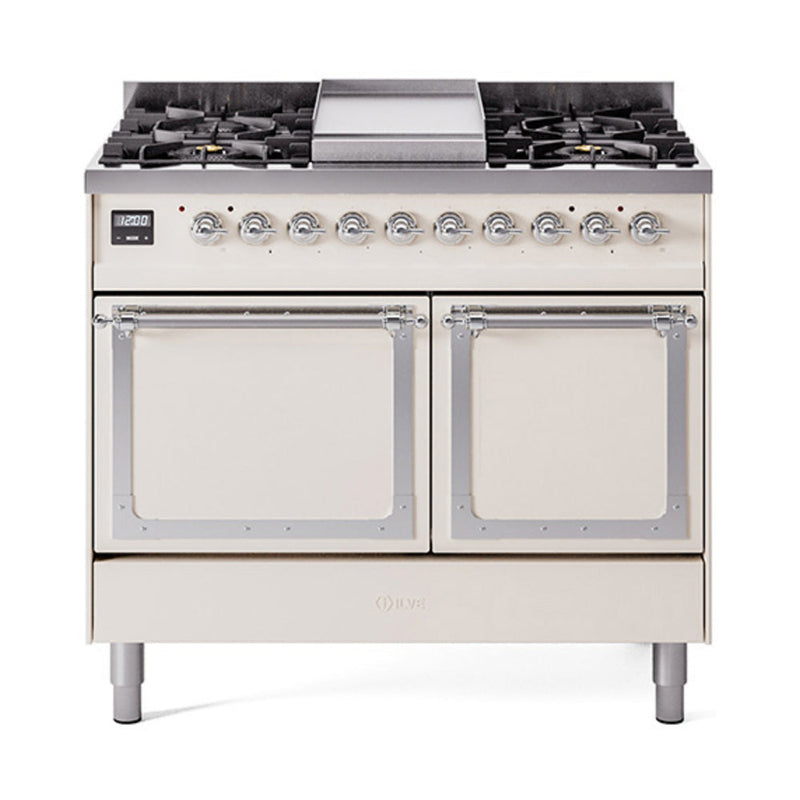 ILVE Nostalgie II Noblesse 40″ Dual Fuel Freestanding Range 6 Sealed Burners + Griddle with Solid Door - UND40FQNMP