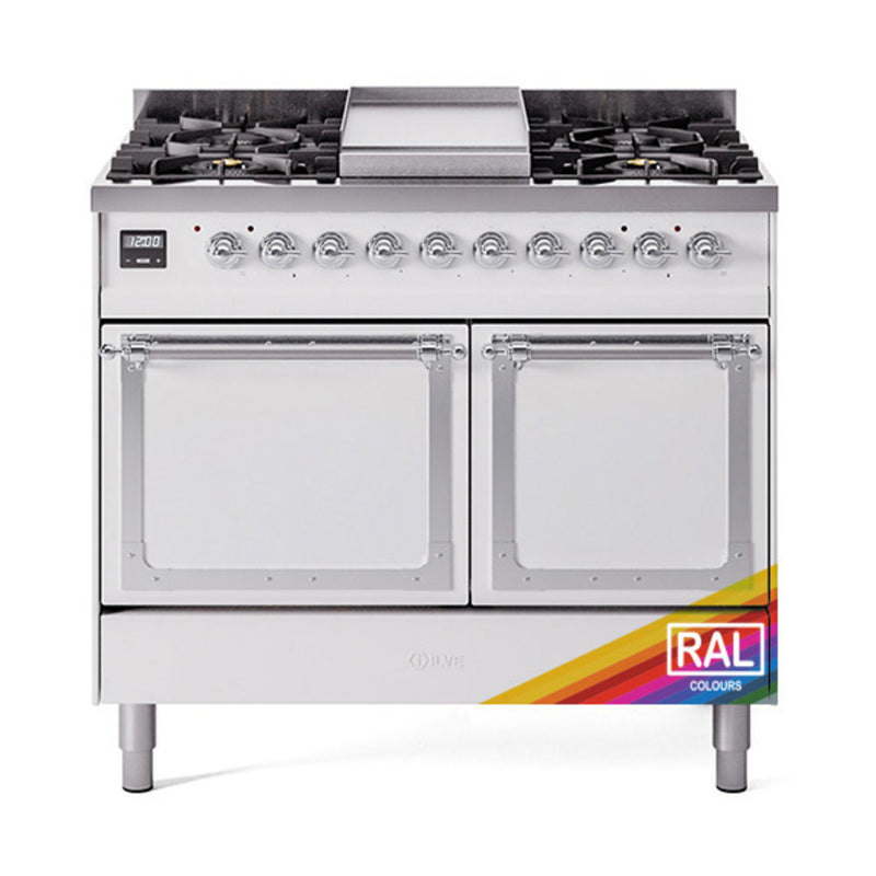 ILVE Nostalgie II Noblesse 40″ Dual Fuel Freestanding Range 6 Sealed Burners + Griddle with Solid Door - UND40FQNMP