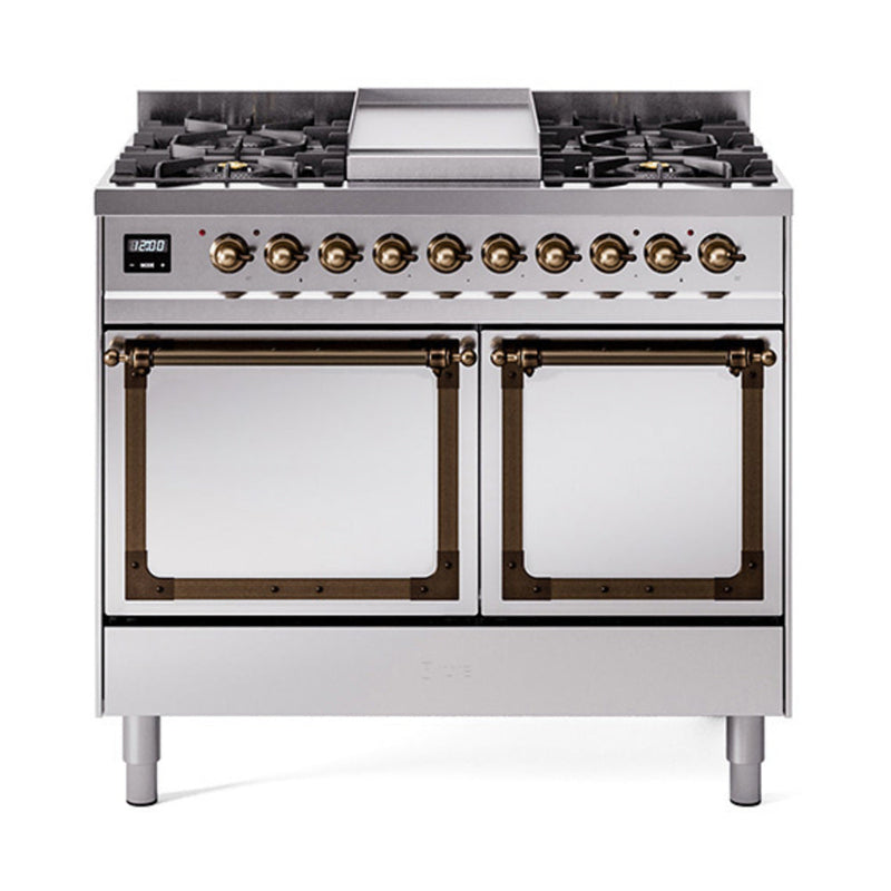 ILVE Nostalgie II Noblesse 40″ Dual Fuel Freestanding Range 6 Sealed Burners + Griddle with Solid Door - UND40FQNMP