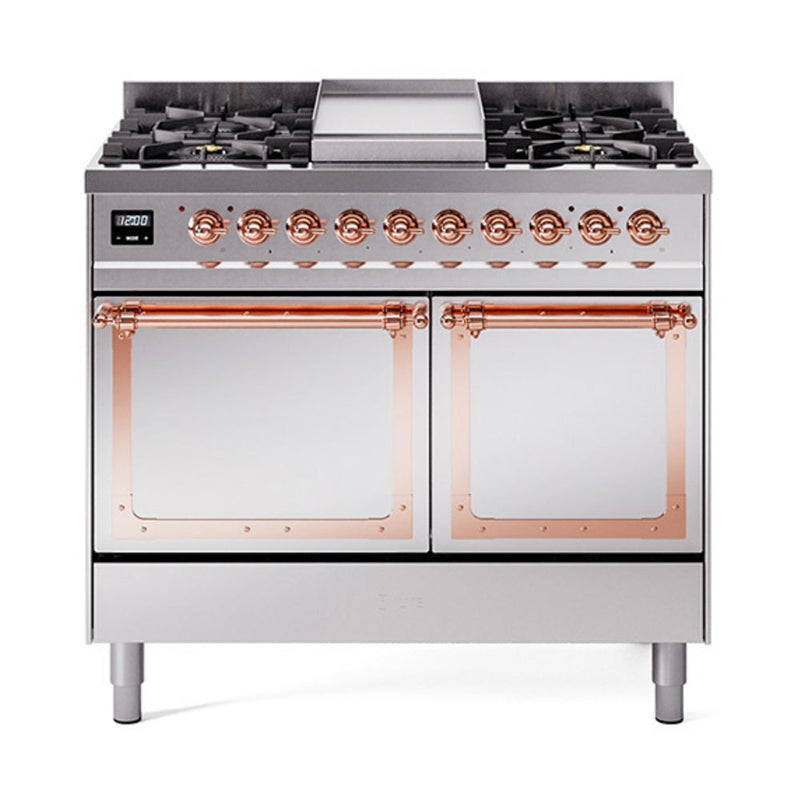 ILVE Nostalgie II Noblesse 40″ Dual Fuel Freestanding Range 6 Sealed Burners + Griddle with Solid Door - UND40FQNMP