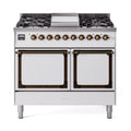 ILVE Nostalgie II Noblesse 40″ Dual Fuel Freestanding Range 6 Sealed Burners + Griddle with Solid Door - UND40FQNMP