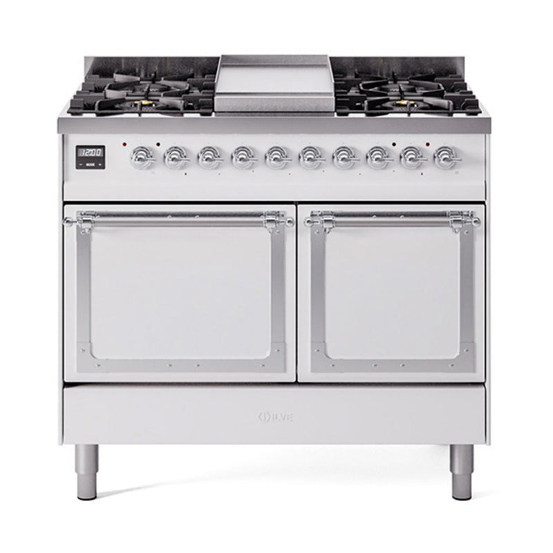 ILVE Nostalgie II Noblesse 40″ Dual Fuel Freestanding Range 6 Sealed Burners + Griddle with Solid Door - UND40FQNMP