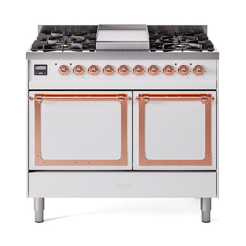 ILVE Nostalgie II Noblesse 40″ Dual Fuel Freestanding Range 6 Sealed Burners + Griddle with Solid Door - UND40FQNMP