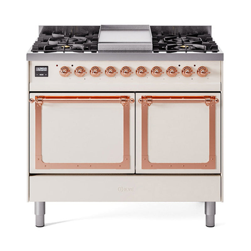 ILVE Nostalgie II Noblesse 40″ Dual Fuel Freestanding Range 6 Sealed Burners + Griddle with Solid Door - UND40FQNMP