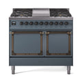 ILVE Nostalgie II Noblesse 40″ Dual Fuel Freestanding Range 6 Sealed Burners + Griddle with Solid Door - UND40FQNMP