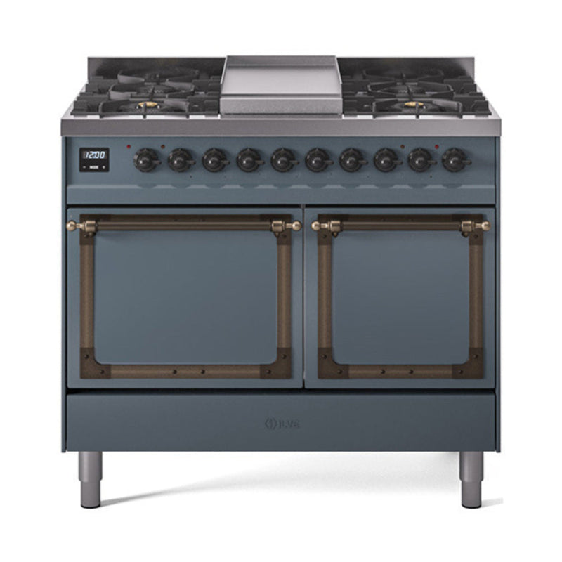 ILVE Nostalgie II Noblesse 40″ Dual Fuel Freestanding Range 6 Sealed Burners + Griddle with Solid Door - UND40FQNMP