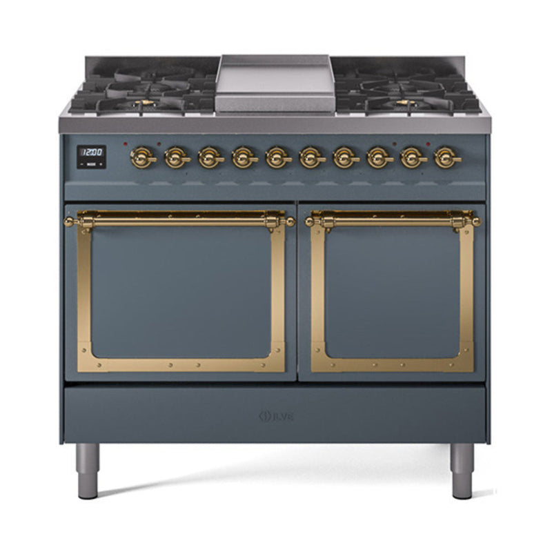 ILVE Nostalgie II Noblesse 40″ Dual Fuel Freestanding Range 6 Sealed Burners + Griddle with Solid Door - UND40FQNMP