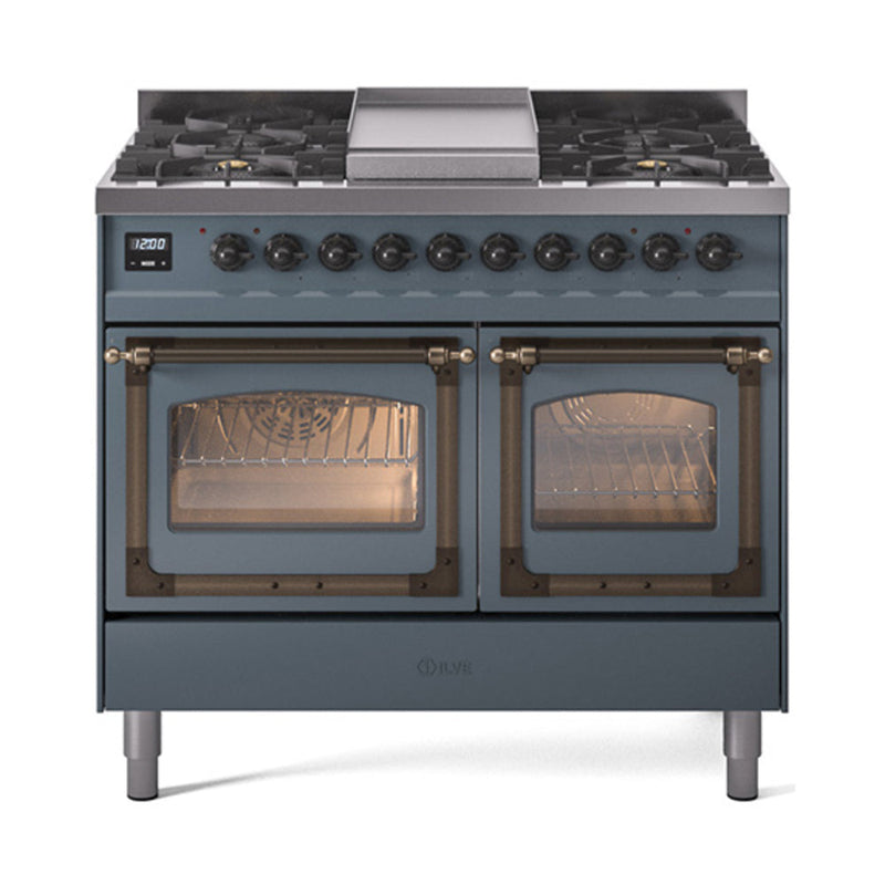 ILVE Nostalgie II Noblesse 40" Dual Fuel Freestanding Range with 9 Sealed Burners + Griddle Triple Glass Door - UND40FNMP