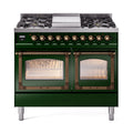 ILVE Nostalgie II Noblesse 40" Dual Fuel Freestanding Range with 9 Sealed Burners + Griddle Triple Glass Door - UND40FNMP