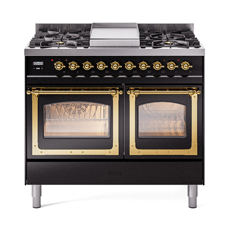 ILVE Nostalgie II Noblesse 40" Dual Fuel Freestanding Range with 9 Sealed Burners + Griddle Triple Glass Door - UND40FNMP