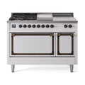 ILVE Nostalgie II Noblesse 48" Dual Fuel Freestanding Range 5 Sealed Burners + Griddle + French Top with Solid Door - UN48FSQNMP