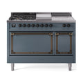 ILVE Nostalgie II Noblesse 48" Dual Fuel Freestanding Range 5 Sealed Burners + Griddle + French Top with Solid Door - UN48FSQNMP