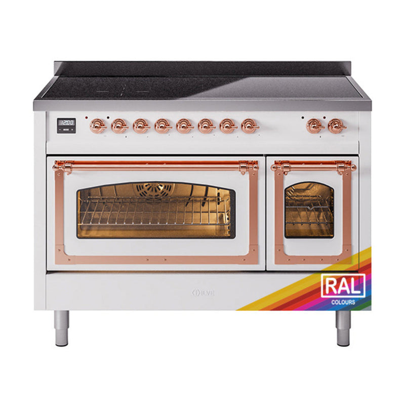 ILVE Nostalgie II Noblesse 48″ Induction Freestanding Range with Triple Glass Door - UNI486NMP