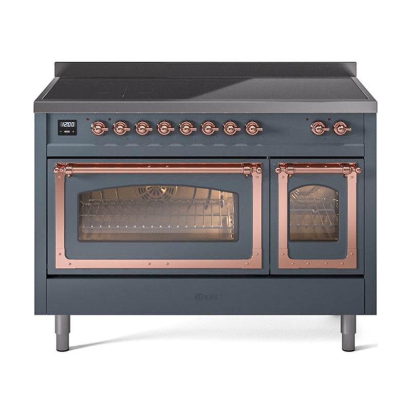 ILVE Nostalgie II Noblesse 48″ Induction Freestanding Range with Triple Glass Door - UNI486NMP