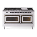 ILVE Nostalgie II Noblesse 60" Dual Fuel Freestanding Range with 9 Sealed Burners + Griddle with Triple Glass Door - UN60FNMP