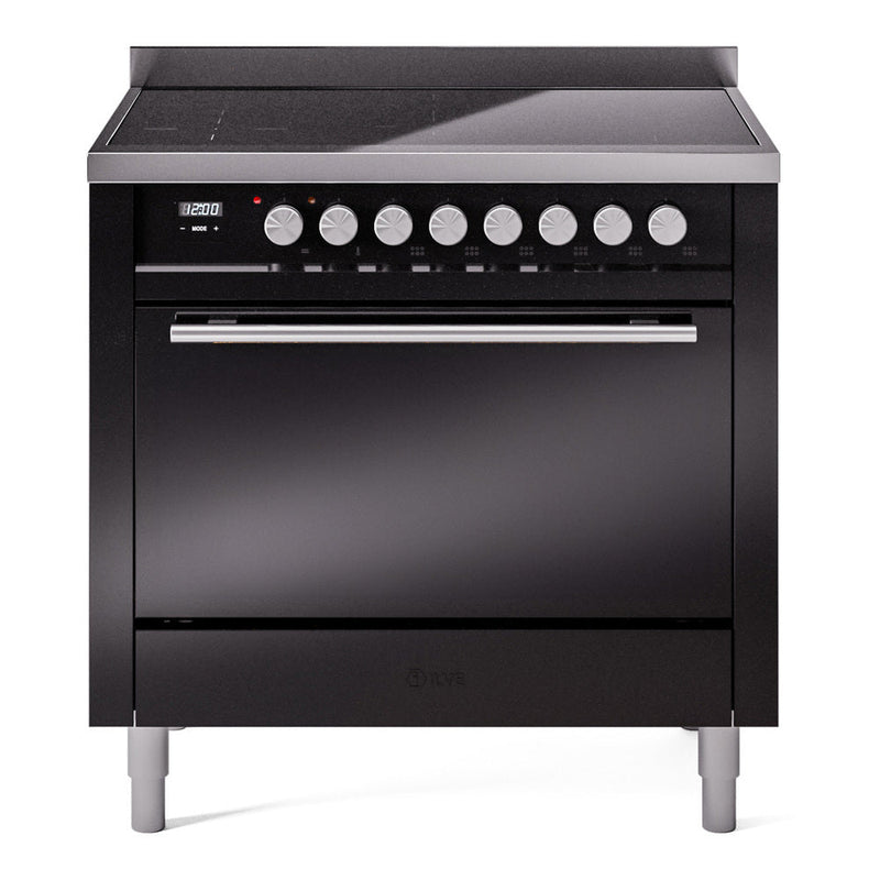 ILVE Professional Plus II 36" Electric Range with 6 Induction Elements Solid Door with Stainless Steel knobs - UPI366QMP