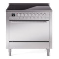 ILVE Professional Plus II 36" Electric Range with 6 Induction Elements Solid Door with Stainless Steel knobs - UPI366QMP