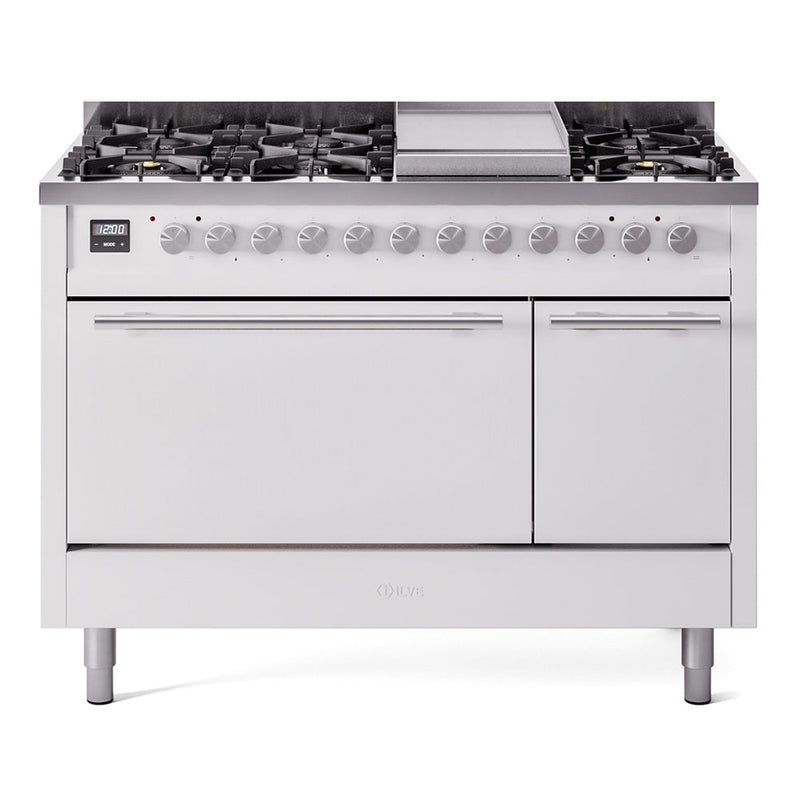 ILVE Professional Plus II 48" Dual Fuel Range 8 Sealed Burners with Solid Door - UP48FQMP