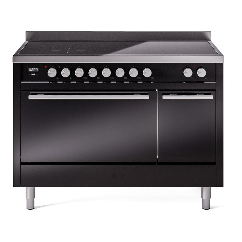 ILVE Professional Plus II 48" Electric Range with 6 Induction Elements Solid Door with Stainless Steel knobs - UPI486QMP