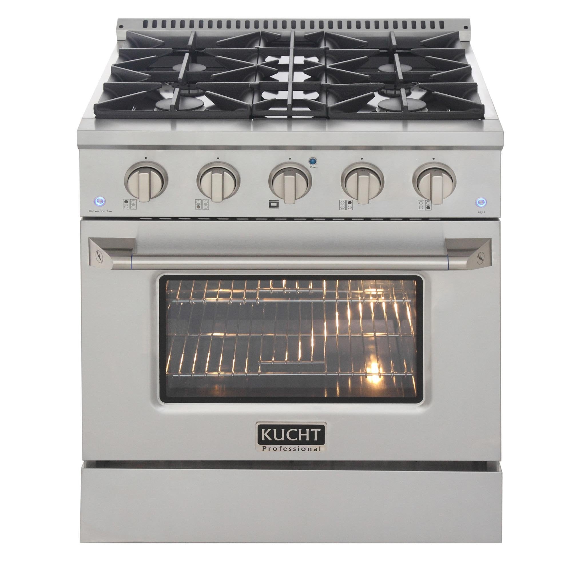 Kucht 30-Inch 4.2 Cu. Ft. Gas Range - Sealed Burners and Convection Oven in Stainless Steel KNG301-S