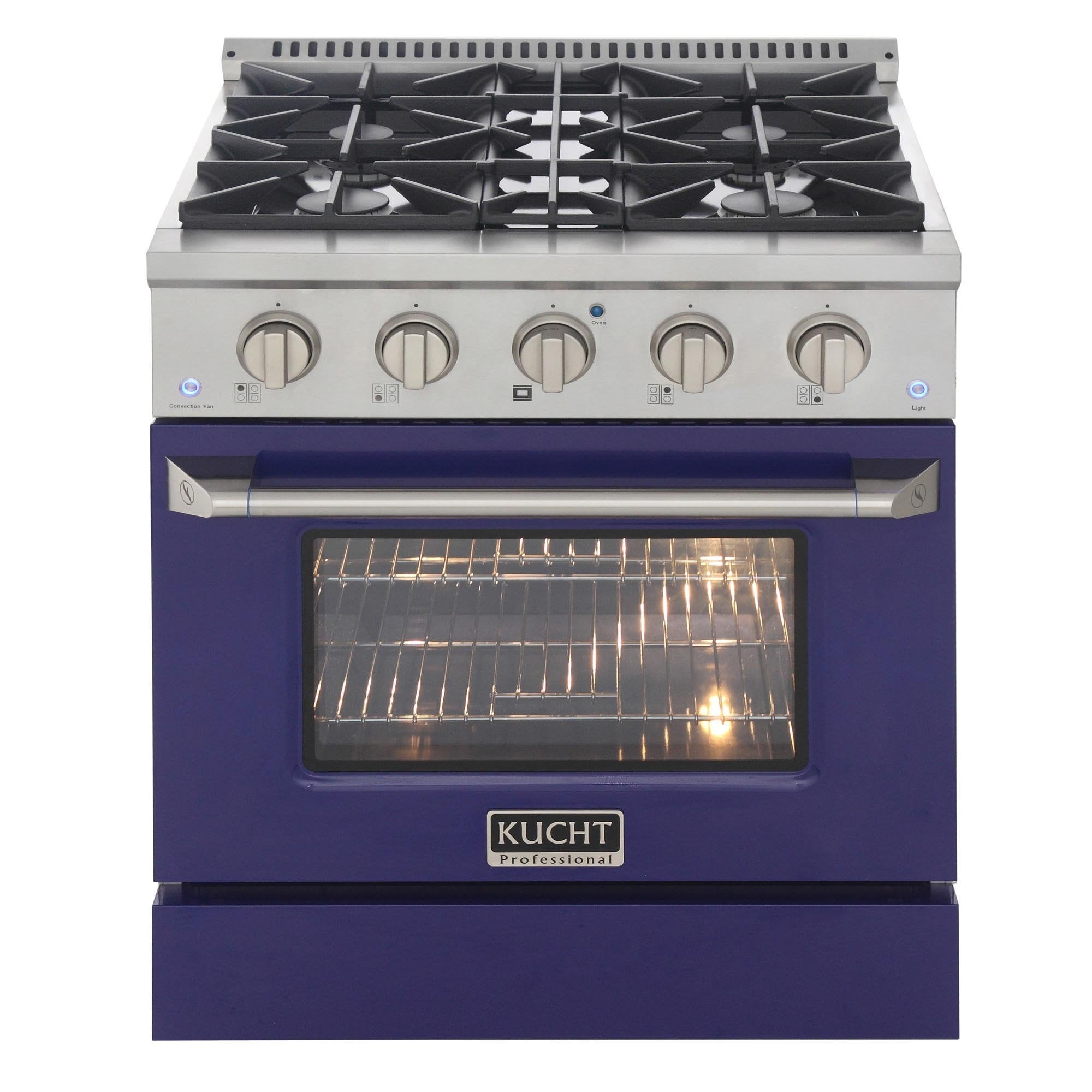 Kucht 30-Inch 4.2 Cu. Ft. Gas Range - Sealed Burners and Convection Oven in Blue KNG301-B
