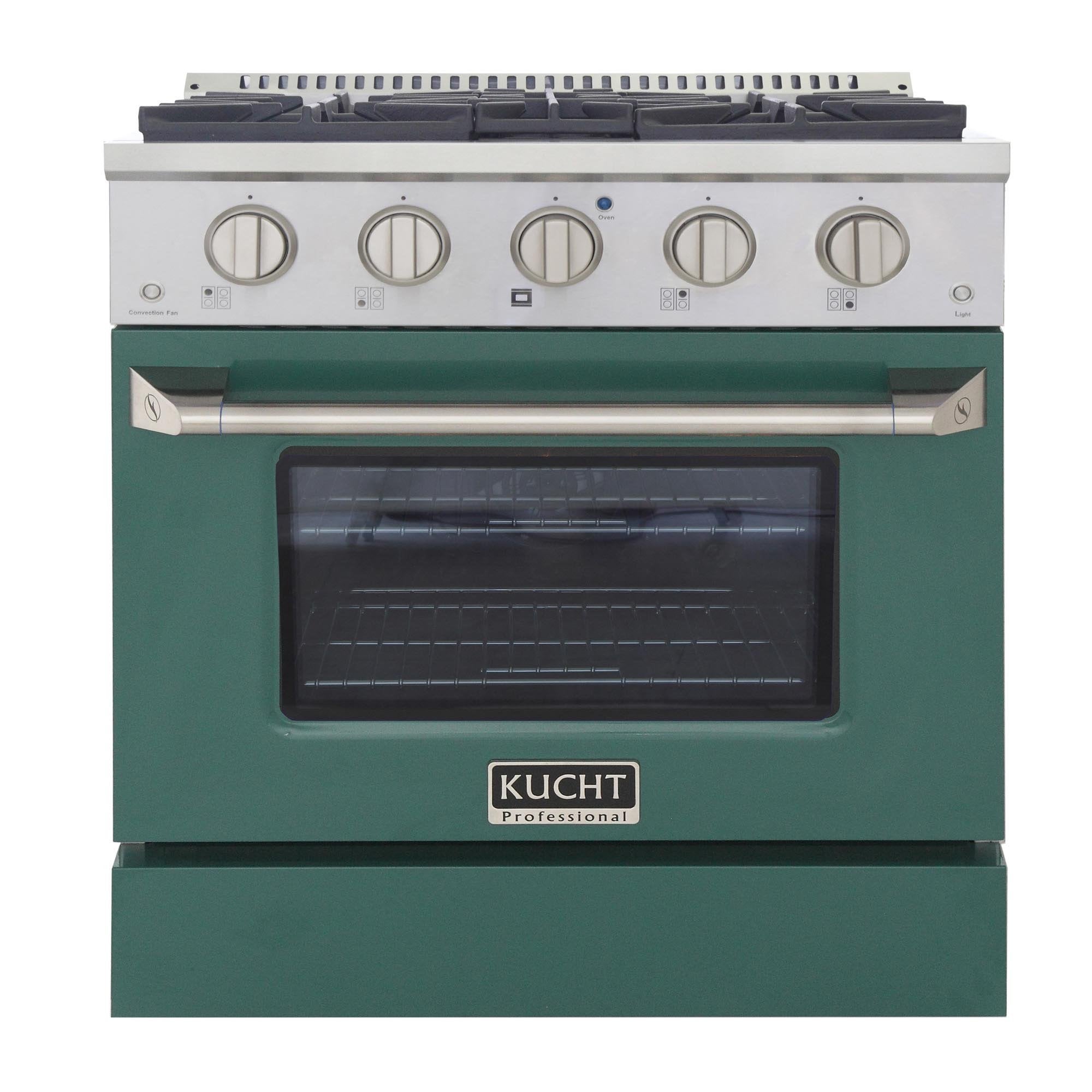Kucht 30-Inch 4.2 Cu. Ft. Gas Range - Sealed Burners and Convection Oven in Green KNG301-G