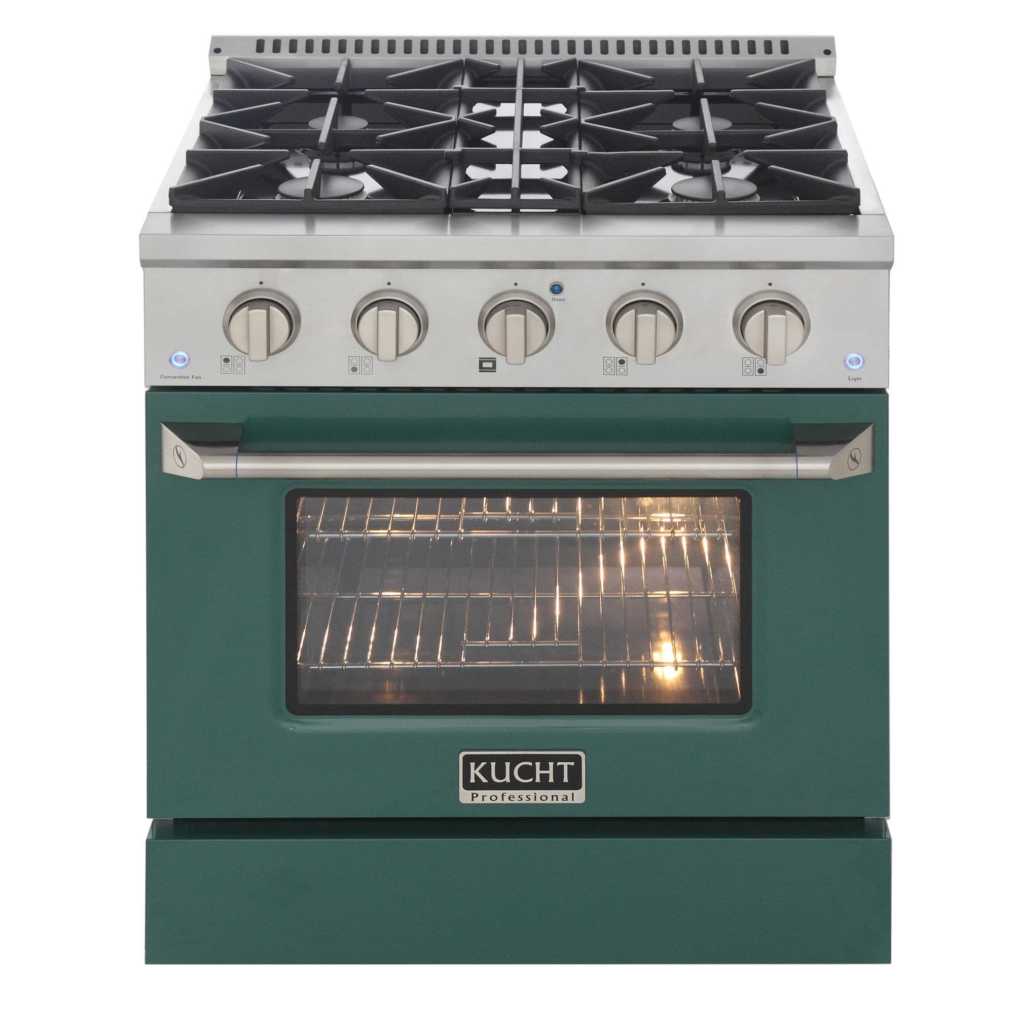 Kucht 30-Inch 4.2 Cu. Ft. Gas Range - Sealed Burners and Convection Oven in Green KNG301-G
