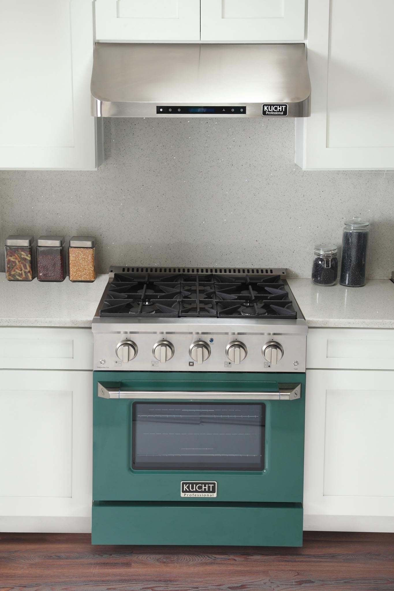 Kucht 30-Inch 4.2 Cu. Ft. Gas Range - Sealed Burners and Convection Oven in Green KNG301-G