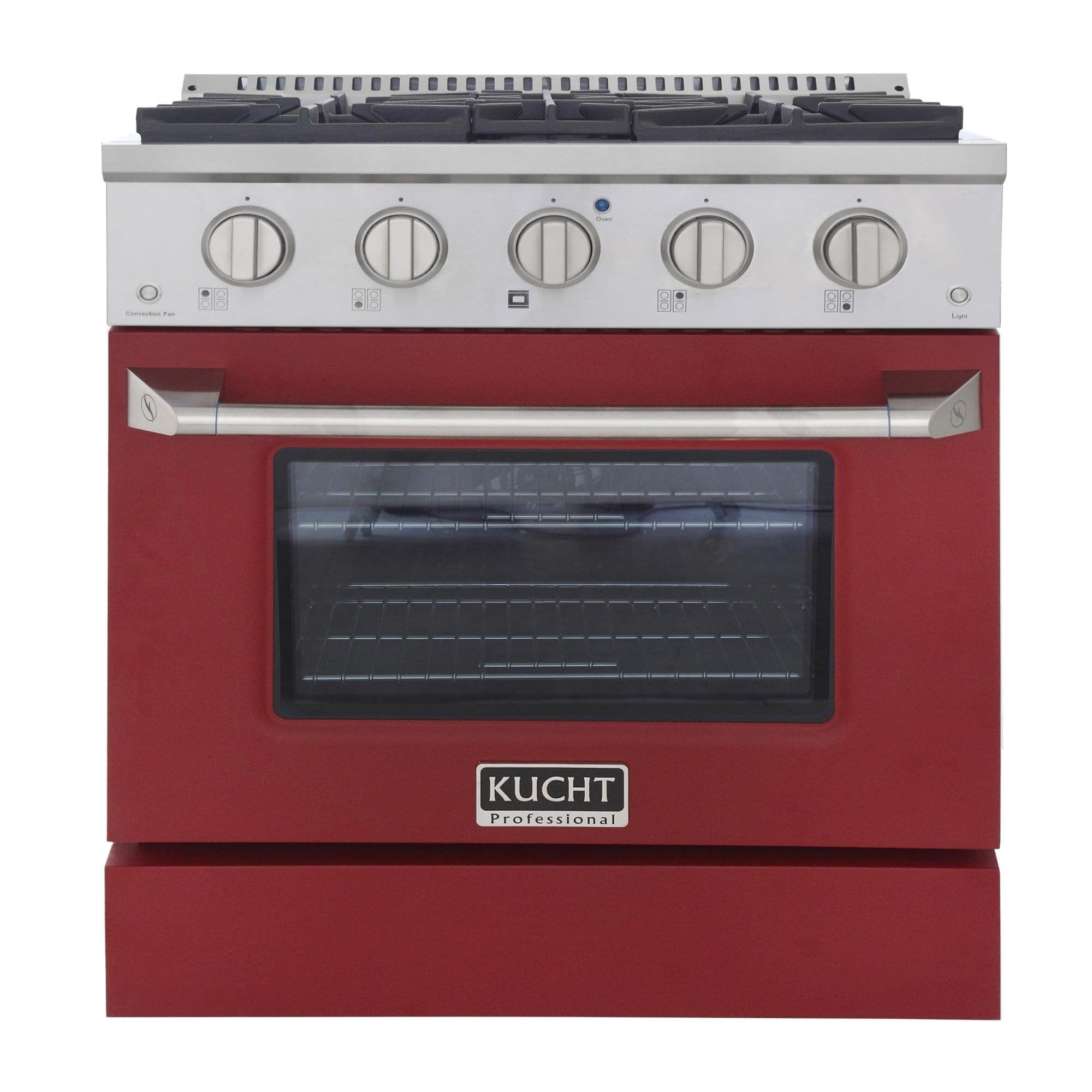 Kucht 30-Inch 4.2 Cu. Ft. Gas Range - Sealed Burners and Convection Oven in Red KNG301-R