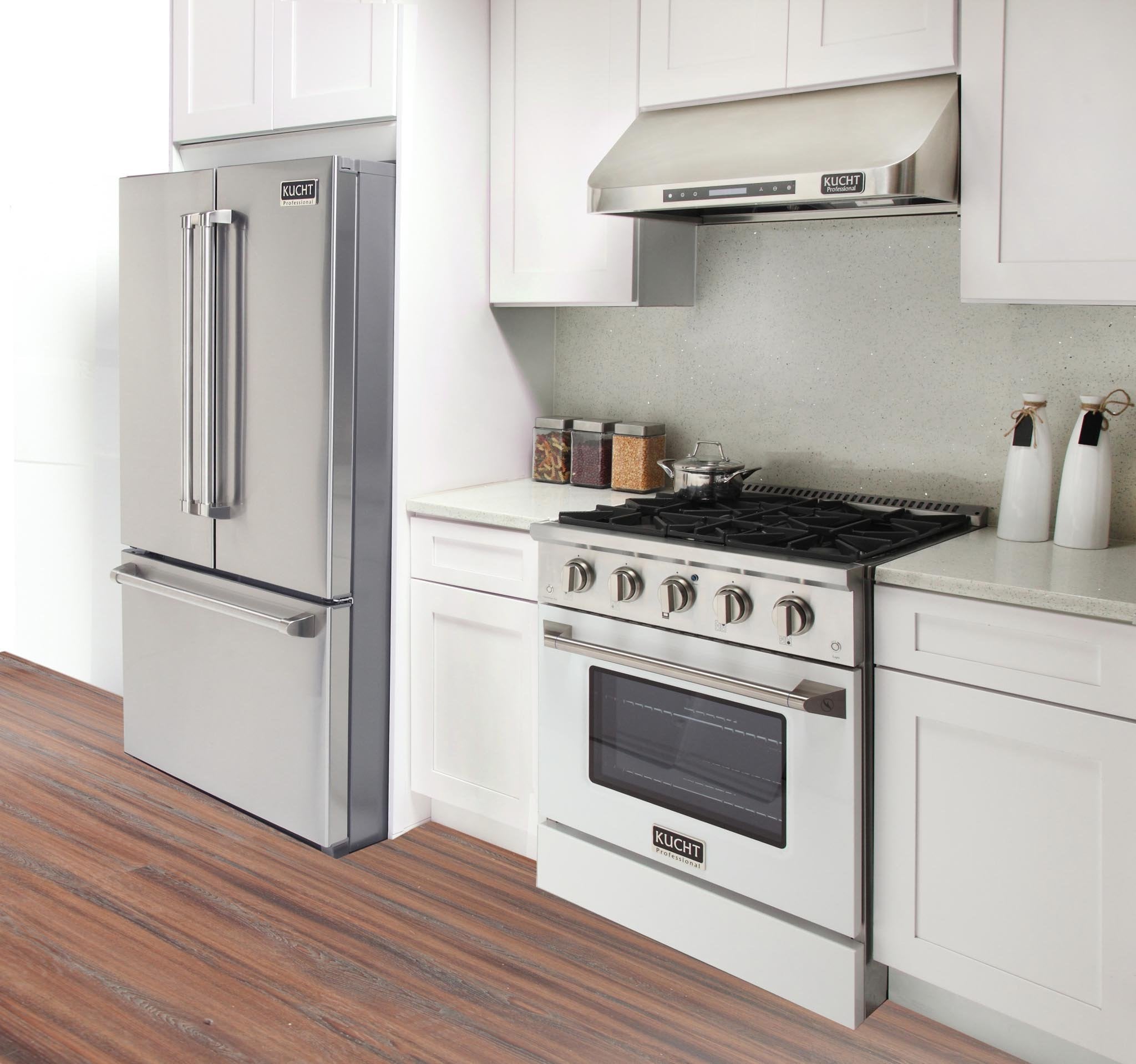 Kucht 30-Inch 4.2 Cu. Ft. Gas Range - Sealed Burners and Convection Oven in White KNG301-W