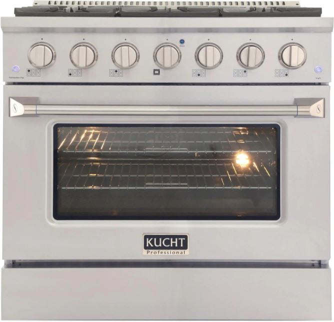 Kucht Professional 36 in. 5.2 cu ft. Natural Gas Range, Range Hood & Dishwasher Package, AP-KNG361-S-2