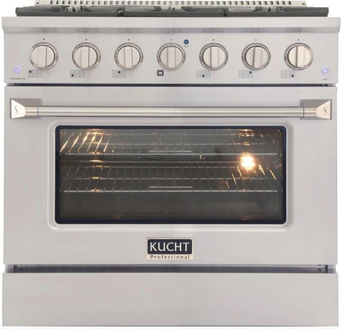 Kucht Professional 36 in. 5.2 cu ft. Natural Gas Range, Range Hood & Microwave Drawer Package, AP-KNG361-S-7