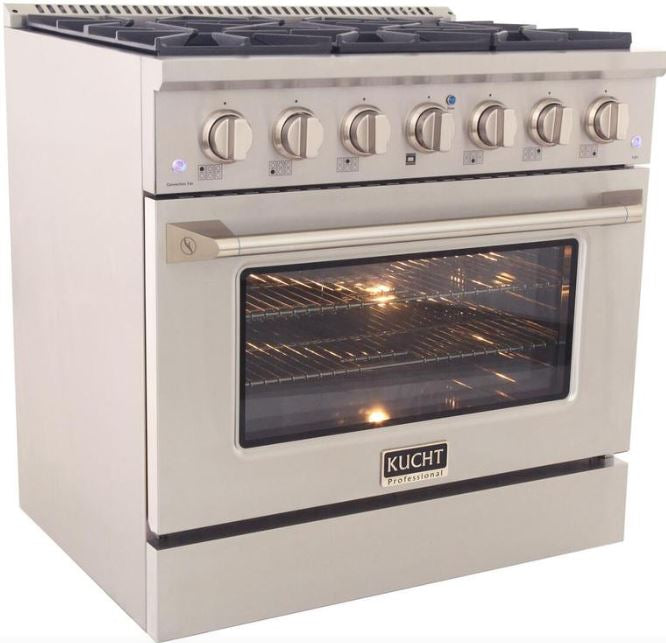 Kucht Professional 36 in. 5.2 cu ft. Natural Gas Range, Range Hood Package & Dishwasher, AP-KNG361-S-6