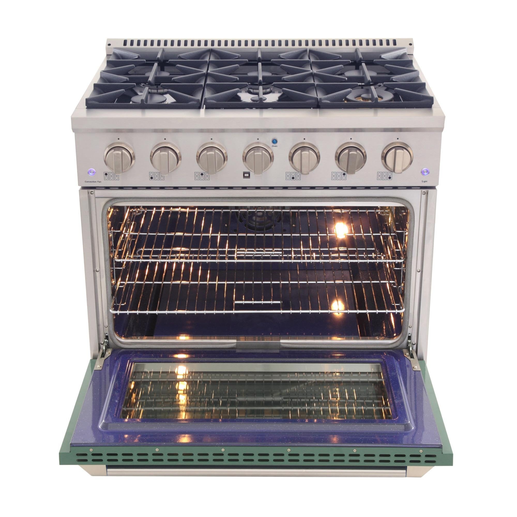 Kucht 36-Inch 5.2 Cu. Ft. Gas Range - Sealed Burners and Convection Oven in Green KNG361-G