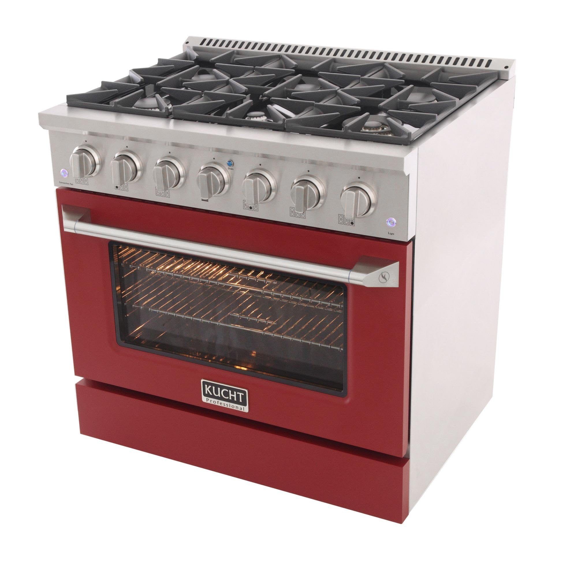 Kucht 36-Inch 5.2 Cu. Ft. Gas Range - Sealed Burners and Convection Oven in Red KNG361-R